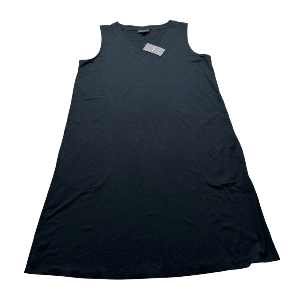 J. JILL Wearever Dress Black Sleeveless V-Neck Pockets Women's Size Medium NWT
